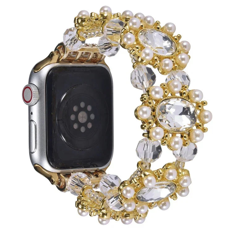 Bracelet de montre en perles et pierres précieuses, pour Apple Watch 42 mm et Apple Watch 38 mm