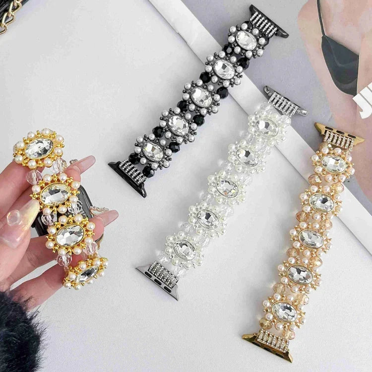 Bracelet de montre en perles et pierres précieuses, pour Apple Watch 42 mm et Apple Watch 38 mm
