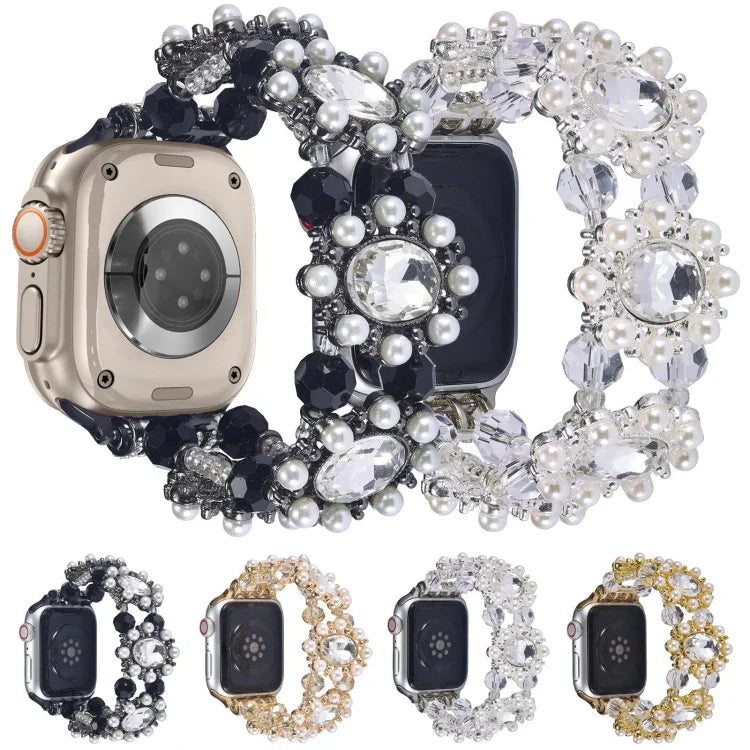Bracelet de montre en perles et pierres précieuses, pour Apple Watch 42 mm et Apple Watch 38 mm