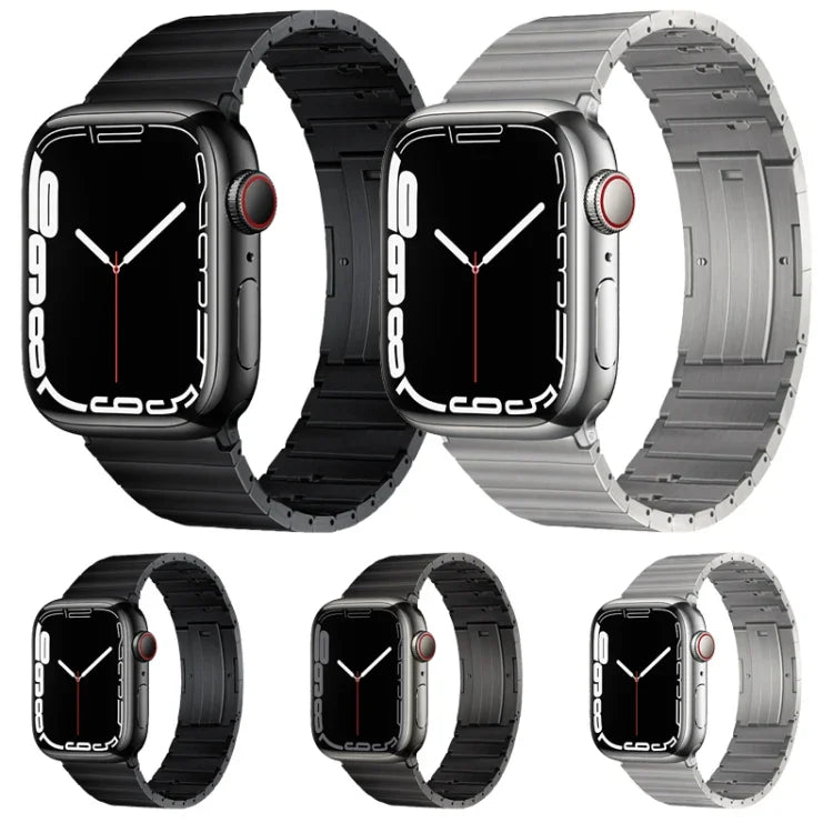 PG65 Single Bead Bamboo Joint Spring Bars Titanium Metal Watch Band, For Apple Watch Series 10 46mm, For Apple Watch Series 10 42mm, For Apple Watch SE 2023 44mm, For Apple Watch SE 2023 40mm, For Apple Watch Ultra 2 49mm, For Apple Watch Series 9 45mm...