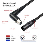 Câble audio XK041L XLR 3 broches mâle droit vers femelle coudée, 0,3 m, 1 m, 2 m, 3 m, 5 m, 10 m