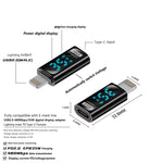 Adaptateur de charge avec affichage numérique, 8 broches mâle vers Type-C femelle 35W, Type-C mâle vers 8 broches femelle 35W, Type-C mâle vers Type-C femelle 140W