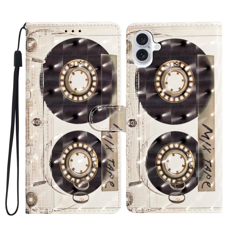 3D Pattern Leather Phone Case, For iPhone 16 Plus, For iPhone 16