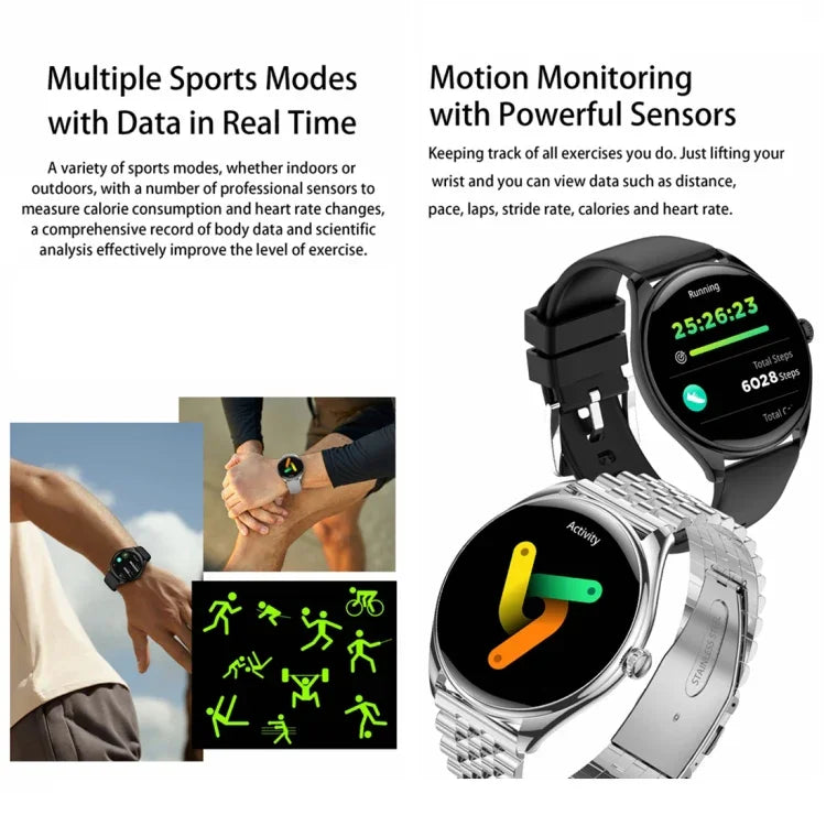 Montre connectée MT55 avec écran AMOLED HD de 1,43 pouce, ultra-fine, fonction appels et santé, bracelet en silicone