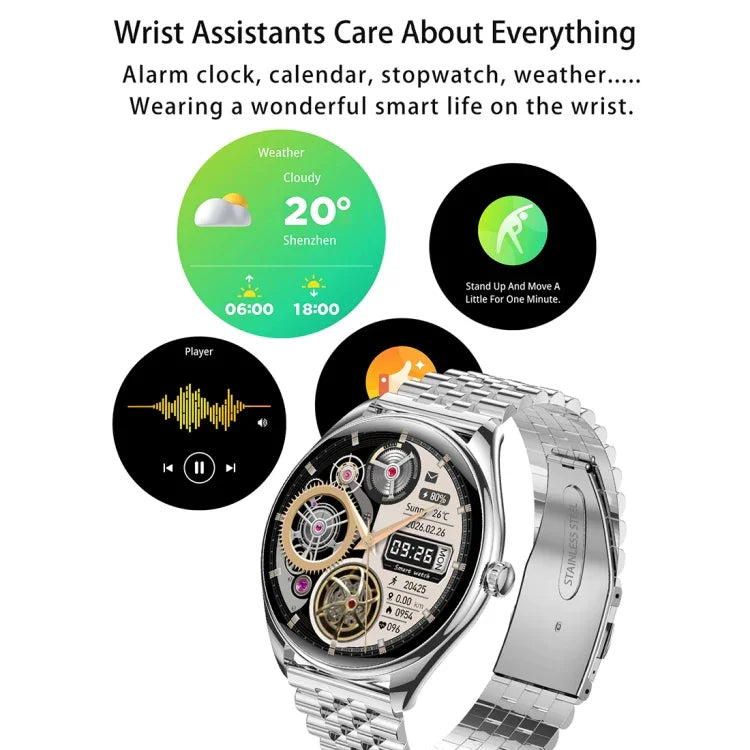 Montre connectée MT55 avec écran AMOLED HD de 1,43 pouce, ultra-fine, fonction appels et santé, bracelet en silicone