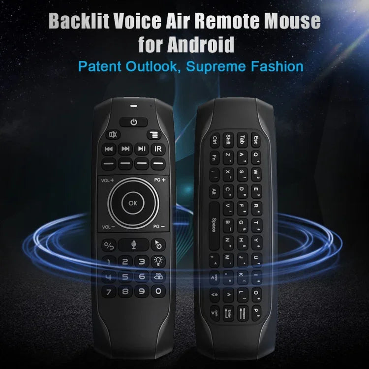 Souris aérienne G7V Pro 2,4 GHz avec rétroéclairage LED, clavier et télécommande sans fil avec gyroscope pour boîtier TV Android/PC, compatible avec la commande vocale intelligente.