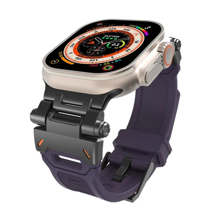 Bracelet de montre en TPU avec connecteurs en acier inoxydable, compatible avec Apple Watch Series 9 45 mm et Apple Watch Ultra 49 mm.