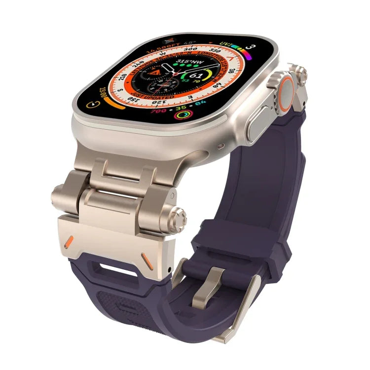 Bracelet de montre en TPU avec connecteurs en acier inoxydable, compatible avec Apple Watch Series 9 45 mm et Apple Watch Ultra 49 mm.