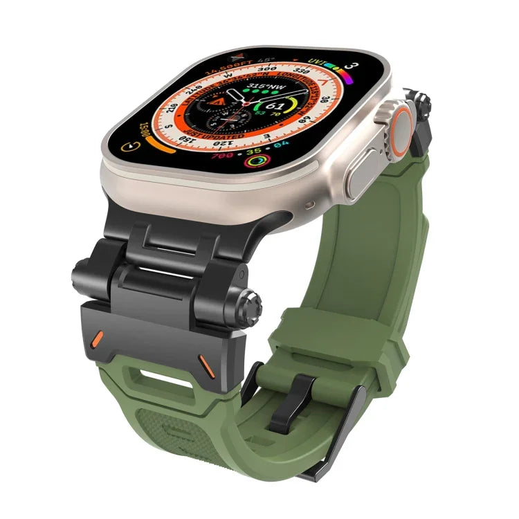 Bracelet de montre en TPU avec connecteurs en acier inoxydable, compatible avec Apple Watch Series 9 45 mm et Apple Watch Ultra 49 mm.