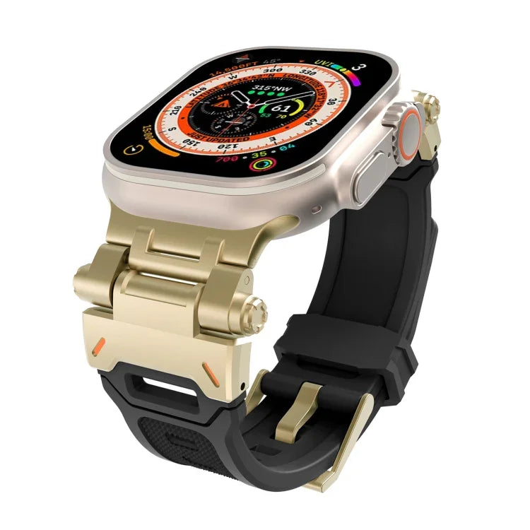 Bracelet de montre en TPU avec connecteurs en acier inoxydable, compatible avec Apple Watch Series 9 45 mm et Apple Watch Ultra 49 mm.