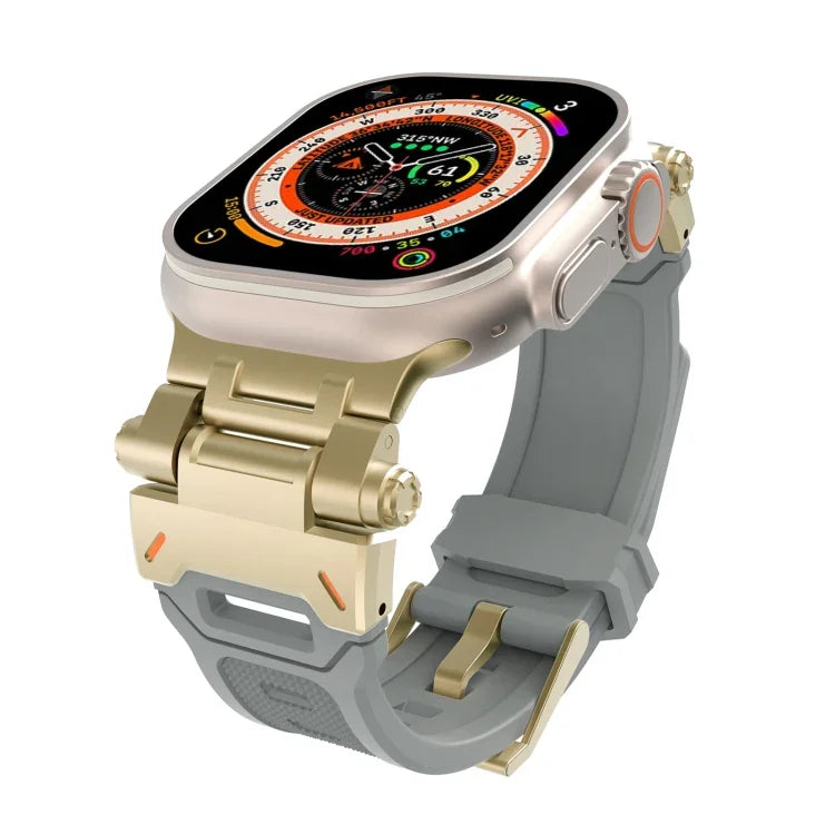 Bracelet de montre en TPU avec connecteurs en acier inoxydable, compatible avec Apple Watch Series 9 45 mm et Apple Watch Ultra 49 mm.