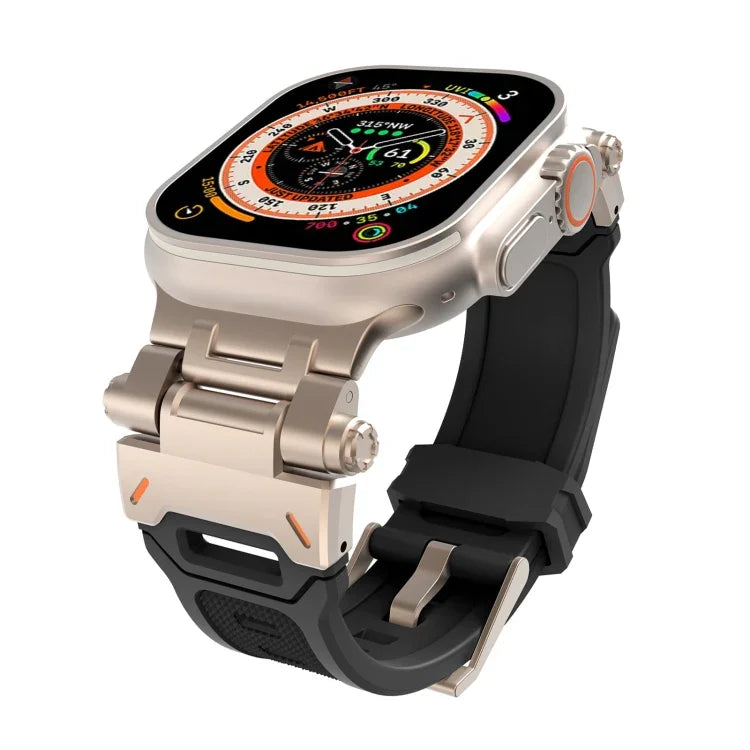 Bracelet de montre en TPU avec connecteurs en acier inoxydable, compatible avec Apple Watch Series 9 45 mm et Apple Watch Ultra 49 mm.