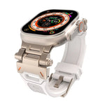 Bracelet de montre en TPU avec connecteurs en acier inoxydable, compatible avec Apple Watch Series 9 45 mm et Apple Watch Ultra 49 mm.
