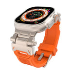 Bracelet de montre en TPU avec connecteurs en acier inoxydable, compatible avec Apple Watch Series 8 45 mm et Apple Watch SE 2022 44 mm.