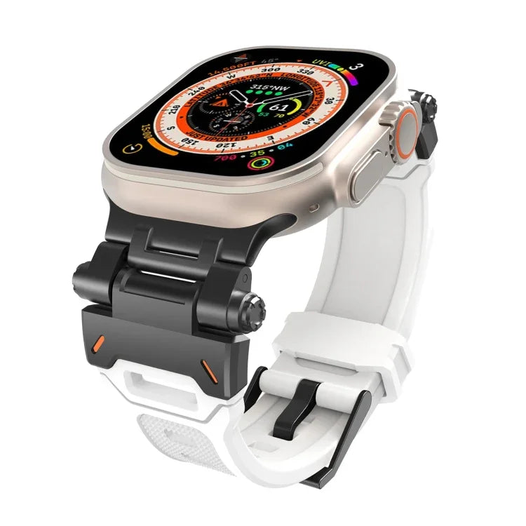 Bracelet de montre en TPU avec connecteurs en acier inoxydable, compatible avec Apple Watch Series 8 45 mm et Apple Watch SE 2022 44 mm.
