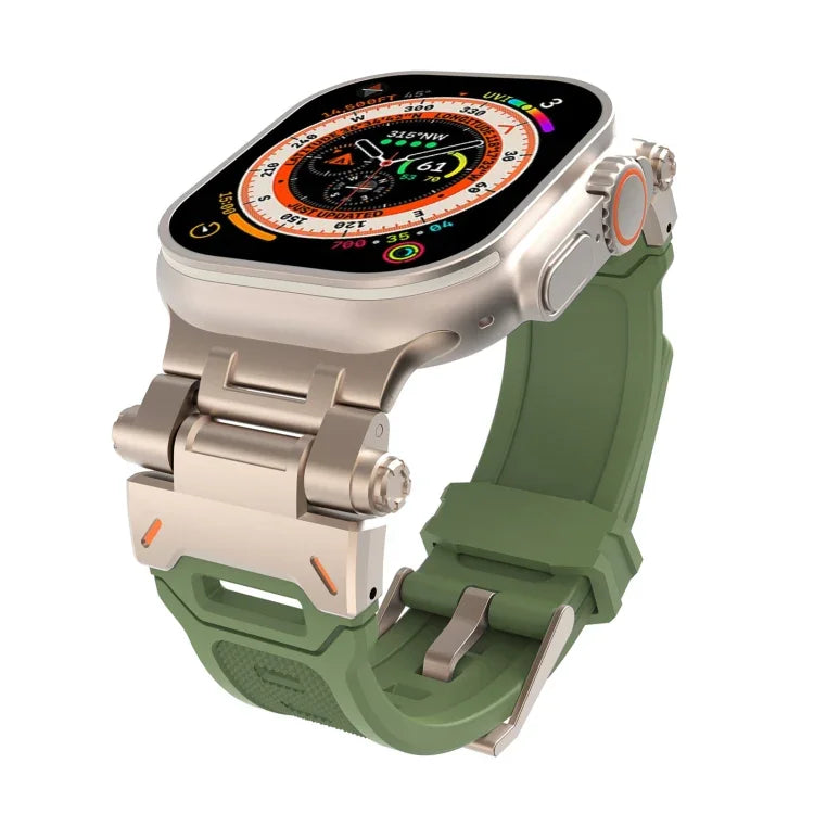 Bracelet de montre en TPU avec connecteur en acier inoxydable, compatible avec Apple Watch Series 7 45 mm et Apple Watch SE 44 mm.