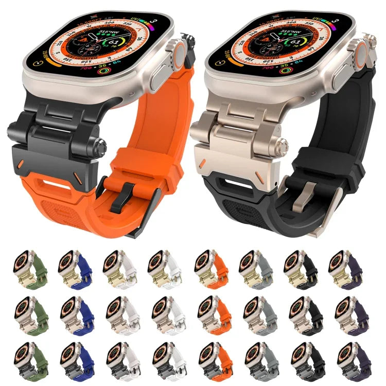 Bracelet de montre en TPU avec connecteur en acier inoxydable, compatible avec Apple Watch Series 4 44 mm et Apple Watch Series 3 42 mm.