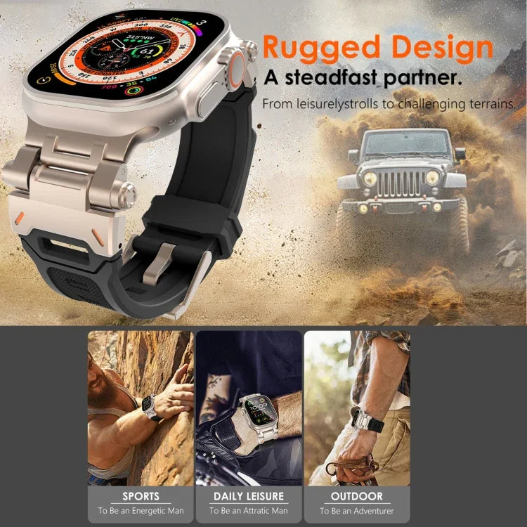 Bracelet de montre en TPU avec connecteur en acier inoxydable, compatible avec Apple Watch SE 2023 44 mm et Apple Watch Ultra 2 49 mm.