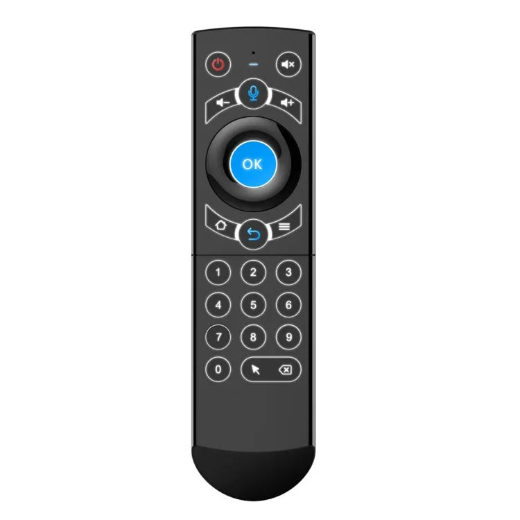 Souris aérienne G21 2,4 GHz avec clavier rétroéclairé LED, télécommande sans fil et gyroscope pour boîtier TV Android/PC, compatible avec la commande vocale intelligente, bleu