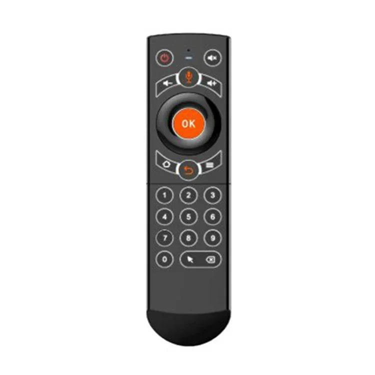 Souris aérienne G21 2,4 GHz avec clavier rétroéclairé LED, télécommande sans fil et gyroscope pour boîtier TV Android/PC, compatible avec la commande vocale intelligente, orange.