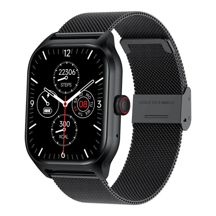 Montre intelligente LEMFO LT10 avec écran TFT de 2,01 pouces, prise en charge des appels Bluetooth / suivi de la santé, bracelet en acier, bracelet en silicone
