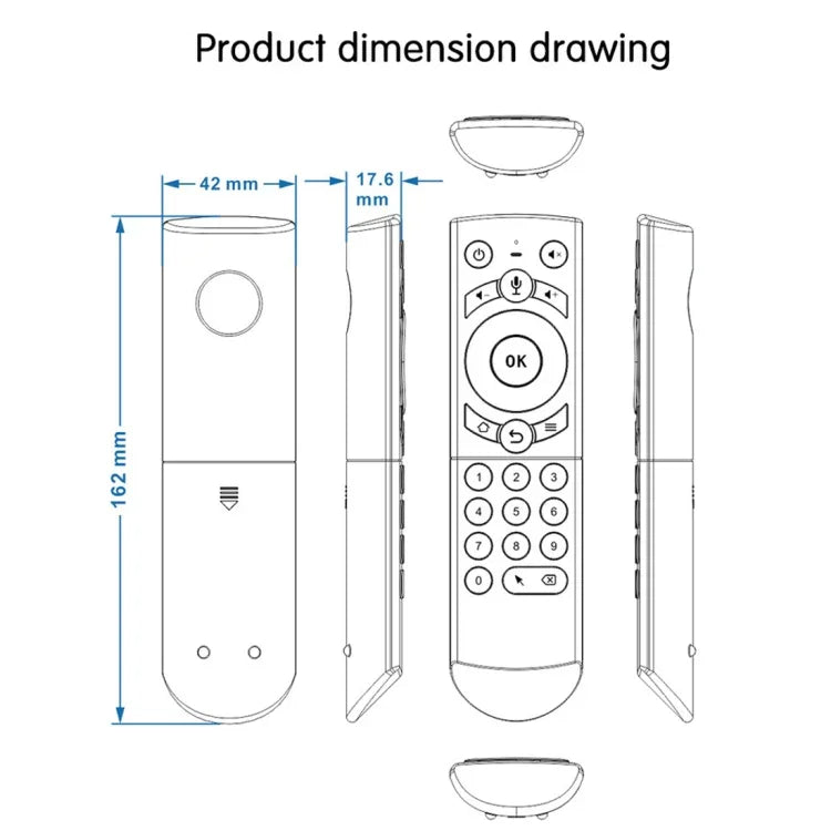 Souris aérienne G21 2,4 GHz avec clavier rétroéclairé LED, télécommande sans fil et gyroscope pour boîtier TV Android/PC, compatible avec la commande vocale intelligente, bleu