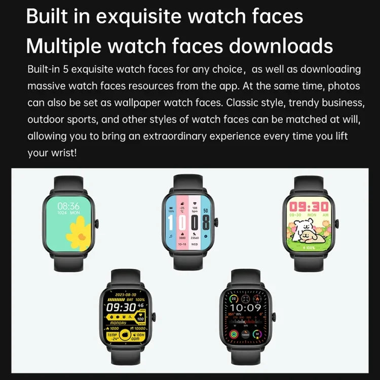 Montre connectée Y80 avec écran IPS HD de 2,01 pouces, compatible avec les appels Bluetooth et le suivi de la santé