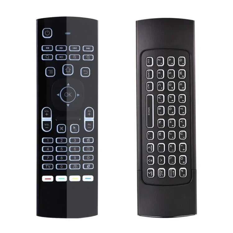 Souris aérienne MX3 2,4 GHz avec rétroéclairage LED, clavier et télécommande sans fil avec gyroscope pour boîtier TV Android / PC