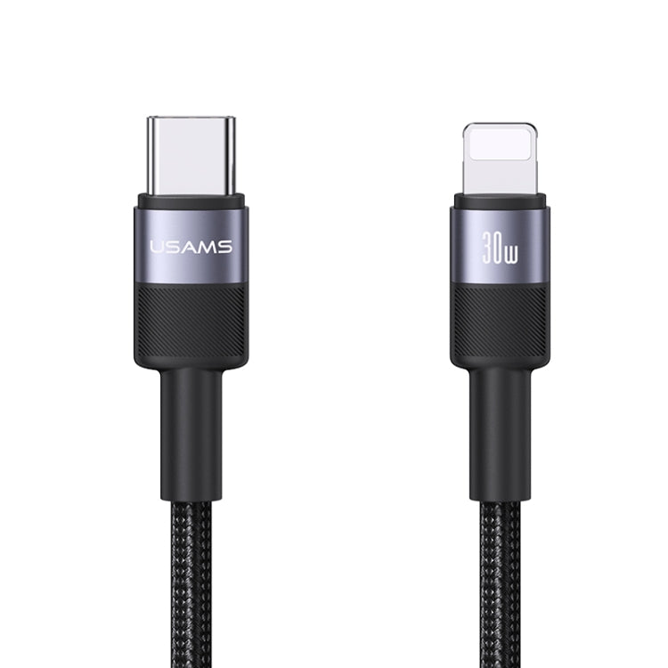 Câble de données en alliage d'aluminium USAMS SJ729 30W USB-C/Type-C vers 8 broches, longueur : 1,2m, SJ729