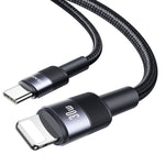 Câble de données en alliage d'aluminium USAMS SJ729 30W USB-C/Type-C vers 8 broches, longueur : 1,2m, SJ729