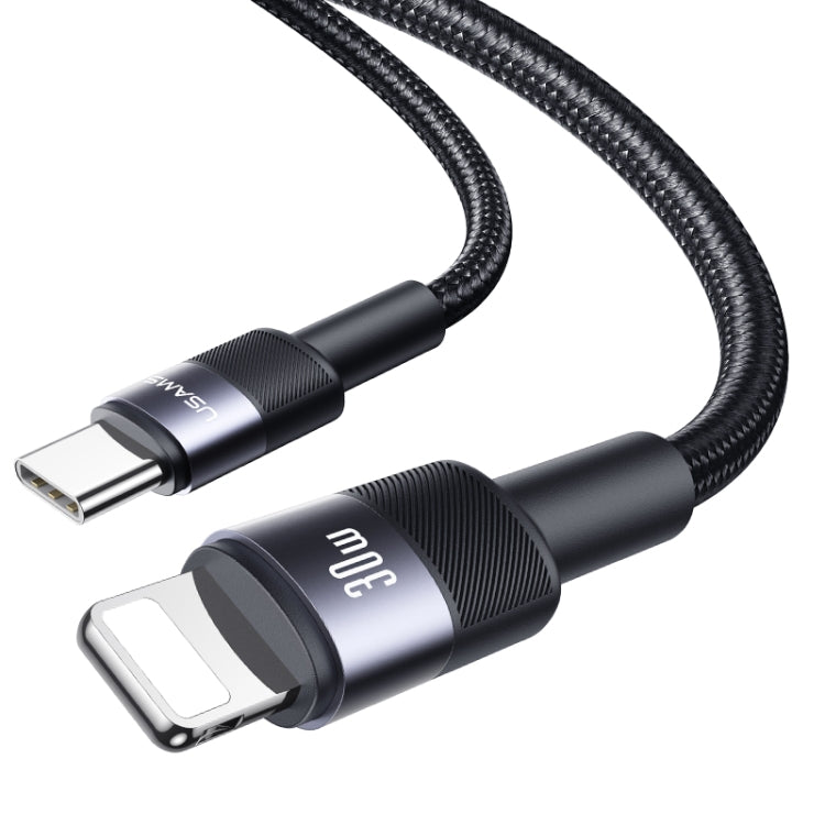 Câble de données en alliage d'aluminium USAMS SJ729 30W USB-C/Type-C vers 8 broches, longueur : 1,2m, SJ729