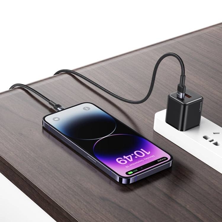Câble de données en alliage d'aluminium USAMS SJ729 30W USB-C/Type-C vers 8 broches, longueur : 1,2m, SJ729