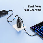 Chargeur GaN à double port USB+USB-C / Type-C 30W USAMS CC229 avec affichage numérique, spécifications : prise EU, CC229
