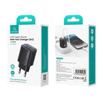 Chargeur GaN à double port USB+USB-C / Type-C 30W USAMS CC229 avec affichage numérique, spécifications : prise EU, CC229