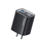 Chargeur double port USB+USB-C / Type-C USAMS CC230 30W GaN avec affichage numérique, Spécifications : prise US, CC230