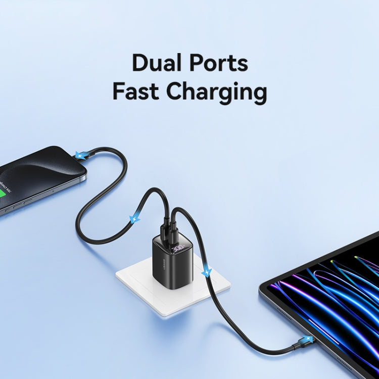 Chargeur double port USB+USB-C / Type-C USAMS CC230 30W GaN avec affichage numérique, Spécifications : prise US, CC230