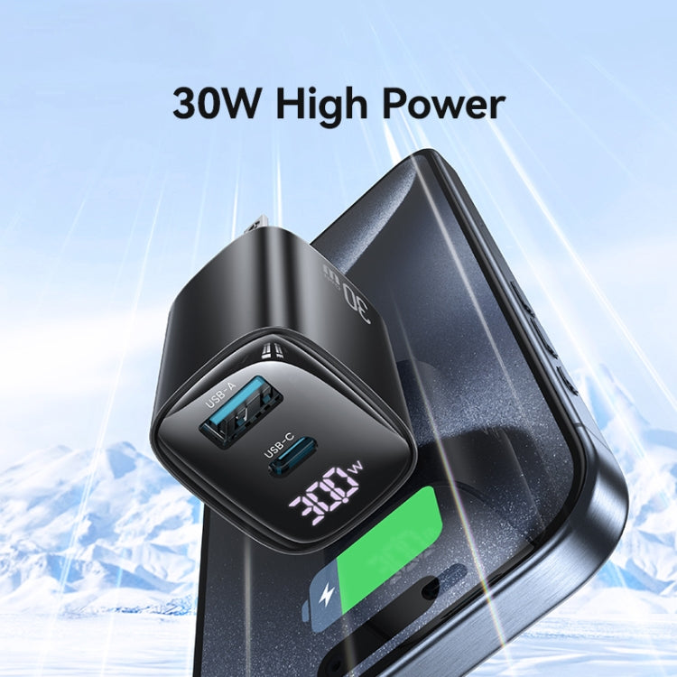 Chargeur double port USB+USB-C / Type-C USAMS CC230 30W GaN avec affichage numérique, Spécifications : prise US, CC230