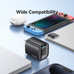 Chargeur double port USB+USB-C / Type-C USAMS CC230 30W GaN avec affichage numérique, Spécifications : prise US, CC230