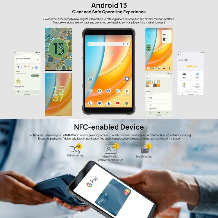 Tablette robuste Ulefone Armor Pad Pro, écran 8 pouces Android 13 MediaTek MT8788 Octa Core Réseau 4G, Prise EU, Armor Pad Pro