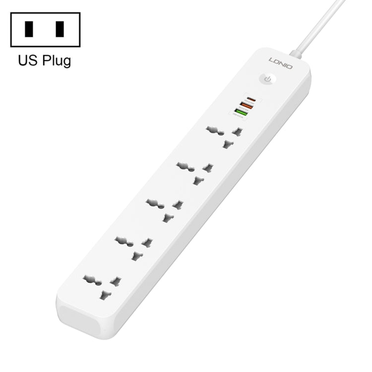 Multiprise de voyage LDNIO SC5319 5 positions pour maison et bureau avec ports USB 38W, longueur du câble : 2 m, prise EU, prise UK, prise US