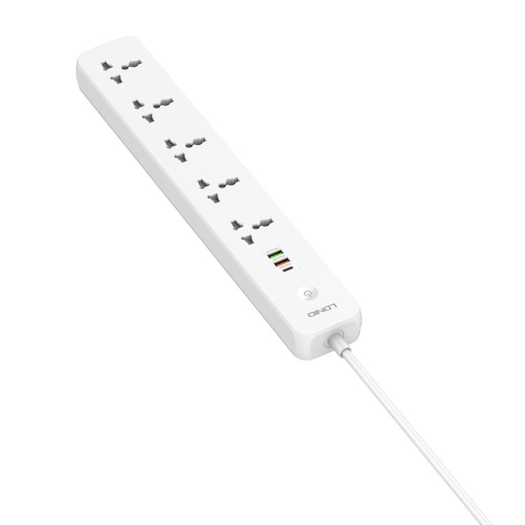 Multiprise de voyage LDNIO SC5319 5 positions pour maison et bureau avec ports USB 38W, longueur du câble : 2 m, prise EU, prise UK, prise US