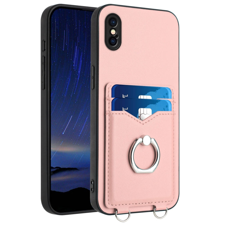 Étui de téléphone R20 Ring Card Holder, Pour iPhone XS / X, Pour iPhone XR, Pour iPhone XS Max, Pour iPhone 8 Plus / 7 Plus