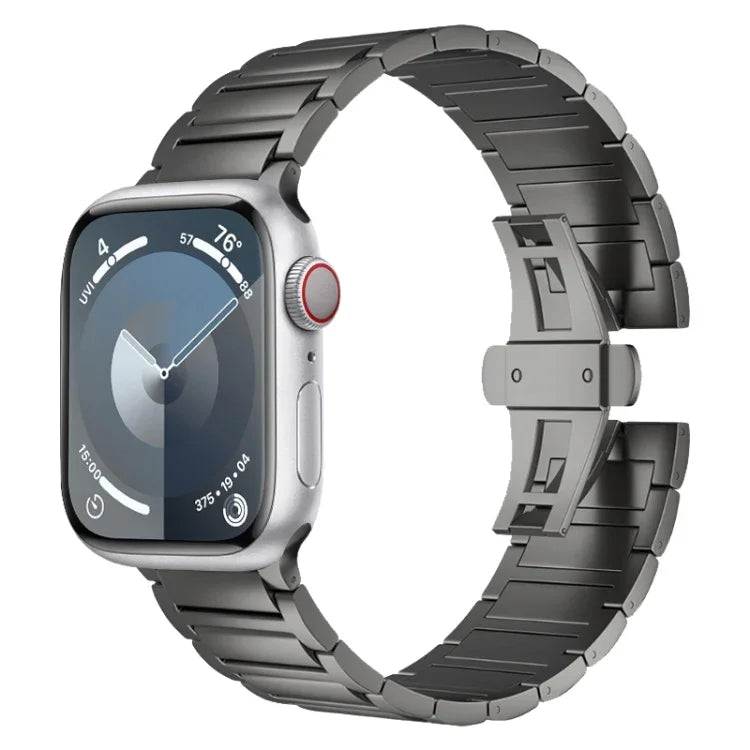 Bracelet de montre en alliage de titane avec boucle papillon en forme de I, compatible avec Apple Watch SE 2023 44 mm, Apple Watch Ultra 2 49 mm, Apple Watch Series 9 45 mm, Apple Watch Ultra 49 mm, Apple Watch Series 8 45 mm et Apple Watch SE 2022 44 mm…