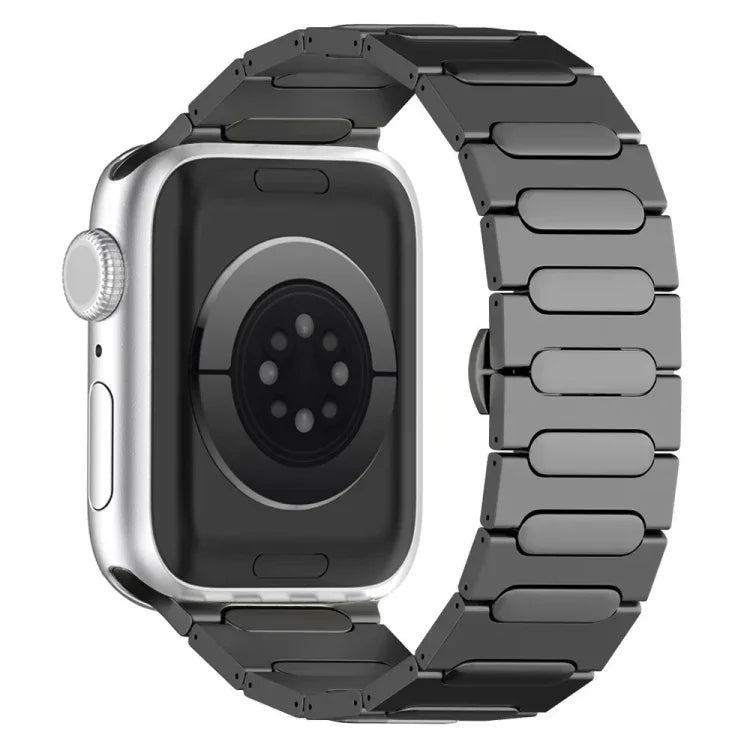 Bracelet de montre ovale en alliage de titane avec boucle papillon, compatible avec Apple Watch SE 2023 44 mm, Apple Watch Ultra 2 49 mm, Apple Watch Series 9 45 mm, Apple Watch Ultra 49 mm, Apple Watch Series 8 45 mm et Apple Watch SE 2022 44 mm…