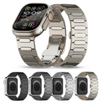 Bracelet de montre ovale en alliage de titane avec boucle papillon, compatible avec Apple Watch SE 2023 44 mm, Apple Watch Ultra 2 49 mm, Apple Watch Series 9 45 mm, Apple Watch Ultra 49 mm, Apple Watch Series 8 45 mm et Apple Watch SE 2022 44 mm…
