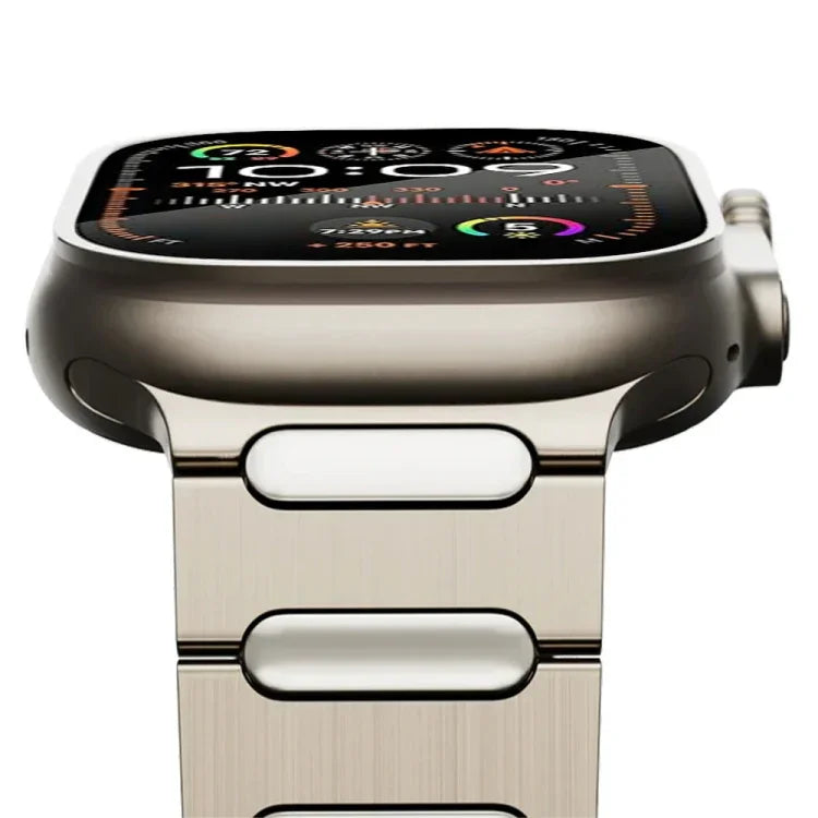 Bracelet de montre ovale en alliage de titane avec boucle papillon, compatible avec Apple Watch SE 2023 44 mm, Apple Watch Ultra 2 49 mm, Apple Watch Series 9 45 mm, Apple Watch Ultra 49 mm, Apple Watch Series 8 45 mm et Apple Watch SE 2022 44 mm…