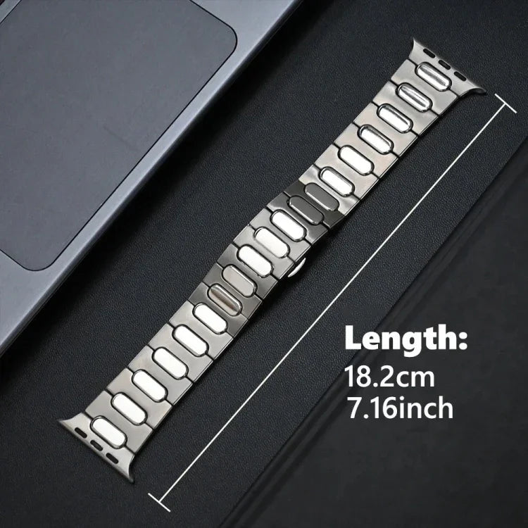 Bracelet de montre ovale en alliage de titane avec boucle papillon, compatible avec Apple Watch SE 2023 44 mm, Apple Watch Ultra 2 49 mm, Apple Watch Series 9 45 mm, Apple Watch Ultra 49 mm, Apple Watch Series 8 45 mm et Apple Watch SE 2022 44 mm…