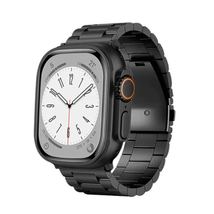 Bracelet de montre en alliage de titane avec boucle plate à 3 billes, compatible avec Apple Watch Series 5 44 mm, Apple Watch Series 5 40 mm, Apple Watch Series 4 44 mm, Apple Watch Series 4 40 mm, Apple Watch Series 3 38 mm et Apple Watch Series 3 42 mm.