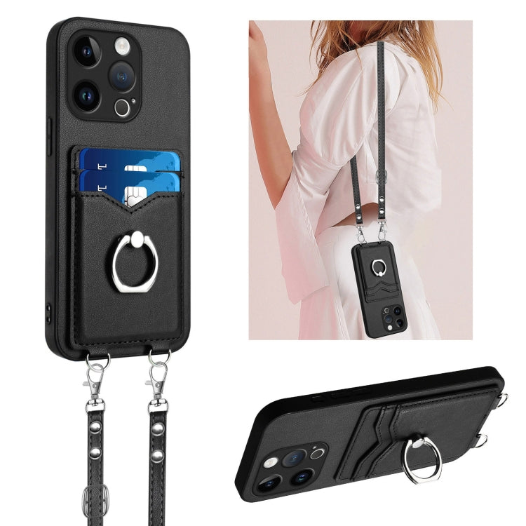 Étui de téléphone R20 Crossbody avec anneau et porte-cartes, pour iPhone 17 Pro Max, pour iPhone 17 Pro, pour iPhone 17, pour iPhone Air, pour iPhone 15 Pro Max, pour iPhone 15 Pro, pour iPhone 15 Plus, pour iPhone 15