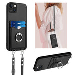 Étui de téléphone R20 Crossbody avec anneau et porte-cartes, pour iPhone 17 Pro Max, pour iPhone 17 Pro, pour iPhone 17, pour iPhone Air, pour iPhone 15 Pro Max, pour iPhone 15 Pro, pour iPhone 15 Plus, pour iPhone 15